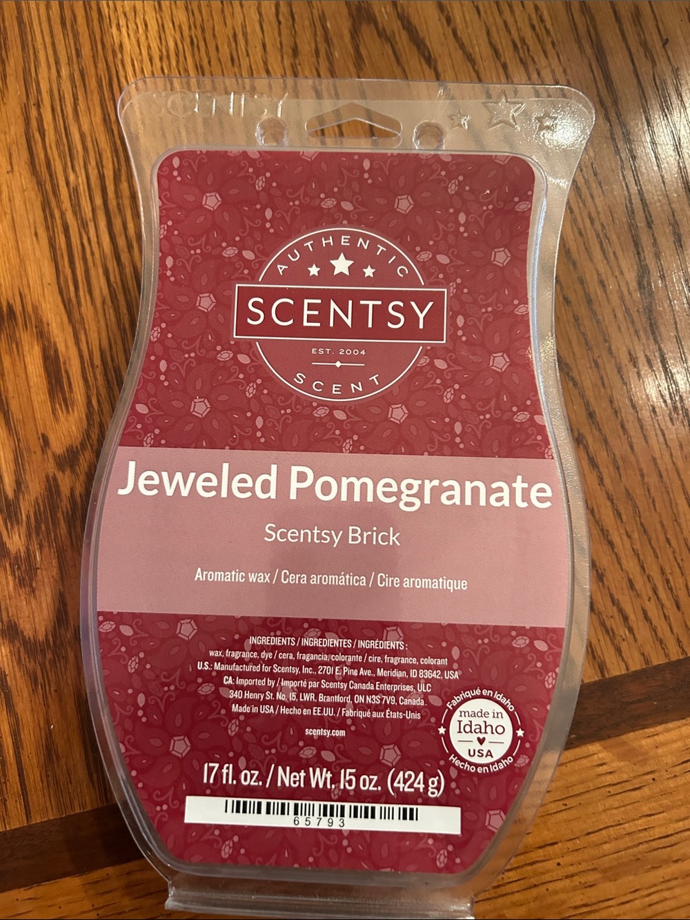 Scentsy Jeweled Pomegranate Scented Wax Brick - Deep Red